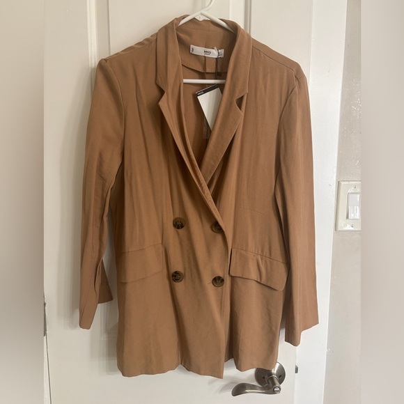 NWT MNG (Mango) Tan Double-Breasted Women's Blazer - Picture 1 of 2